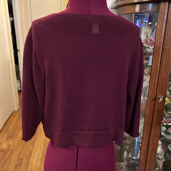 Banana Republic Burgundy Crop Style Sweater. Center Silver Button Closure. - Picture 3 of 5